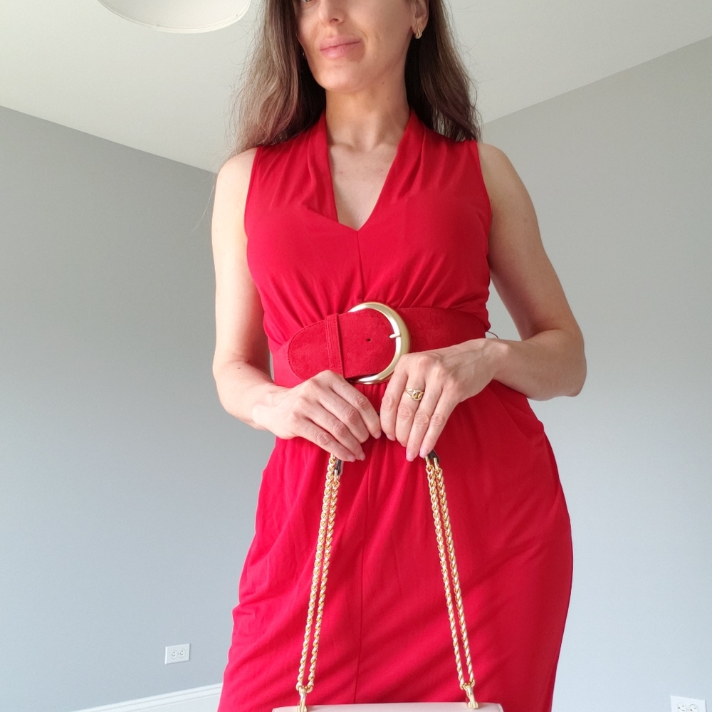 Donna Karen red dress office dress